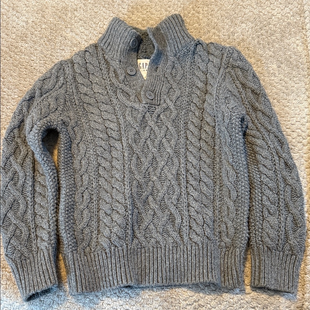 GAP Kids Charcoal Cable Knit Turtleneck Sweater